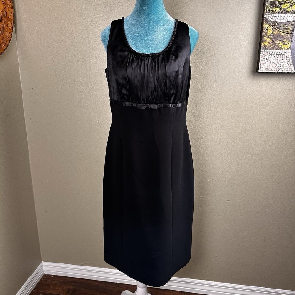 Tahari Arthur Levine Women 10 dress formal sheath black silk poly holiday party - Picture 2 of 16